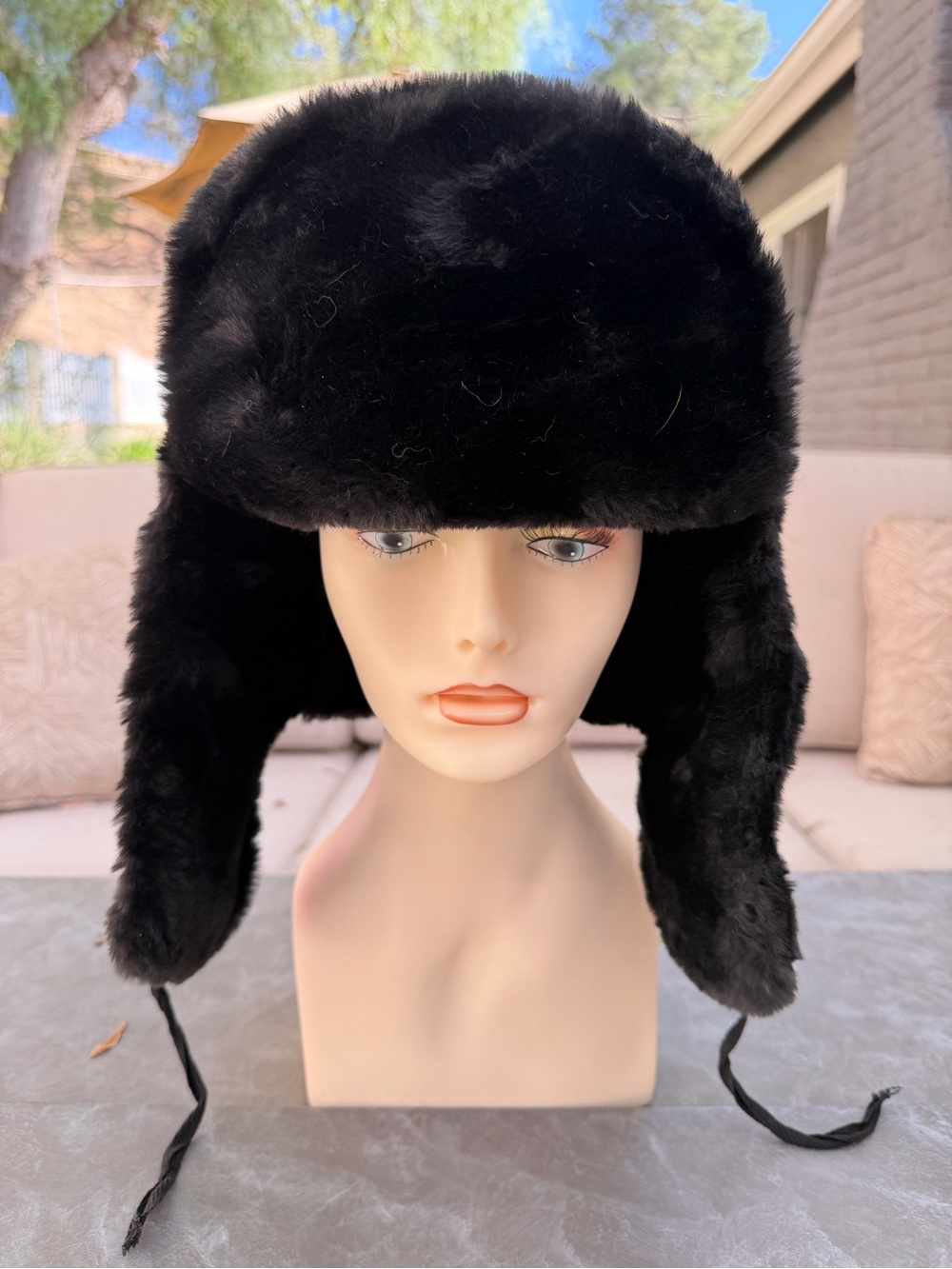 Black Faux Fur Trapper Hat - Women's Winter Accessory